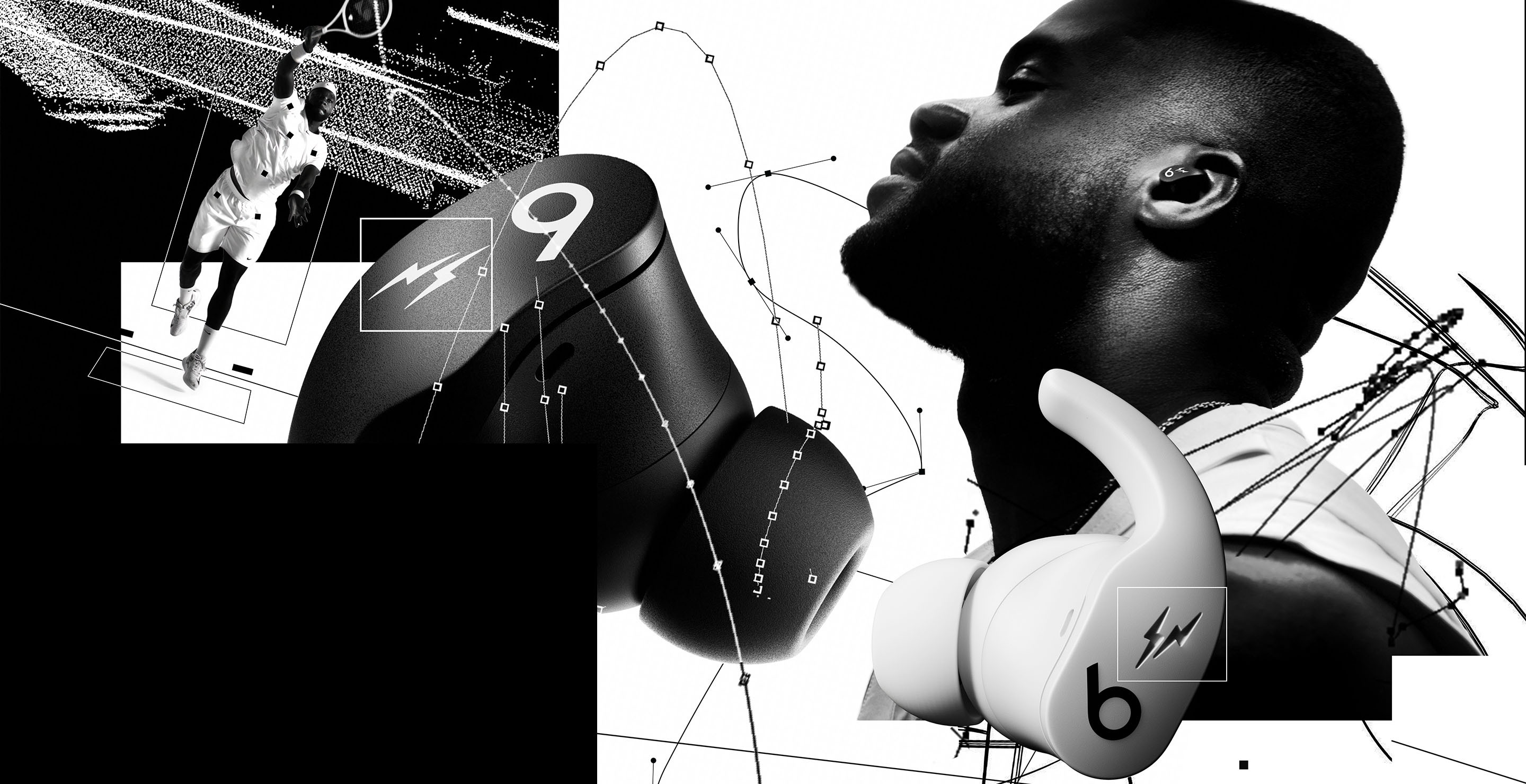 Fragment Beats Fit Pro with black and white graphics