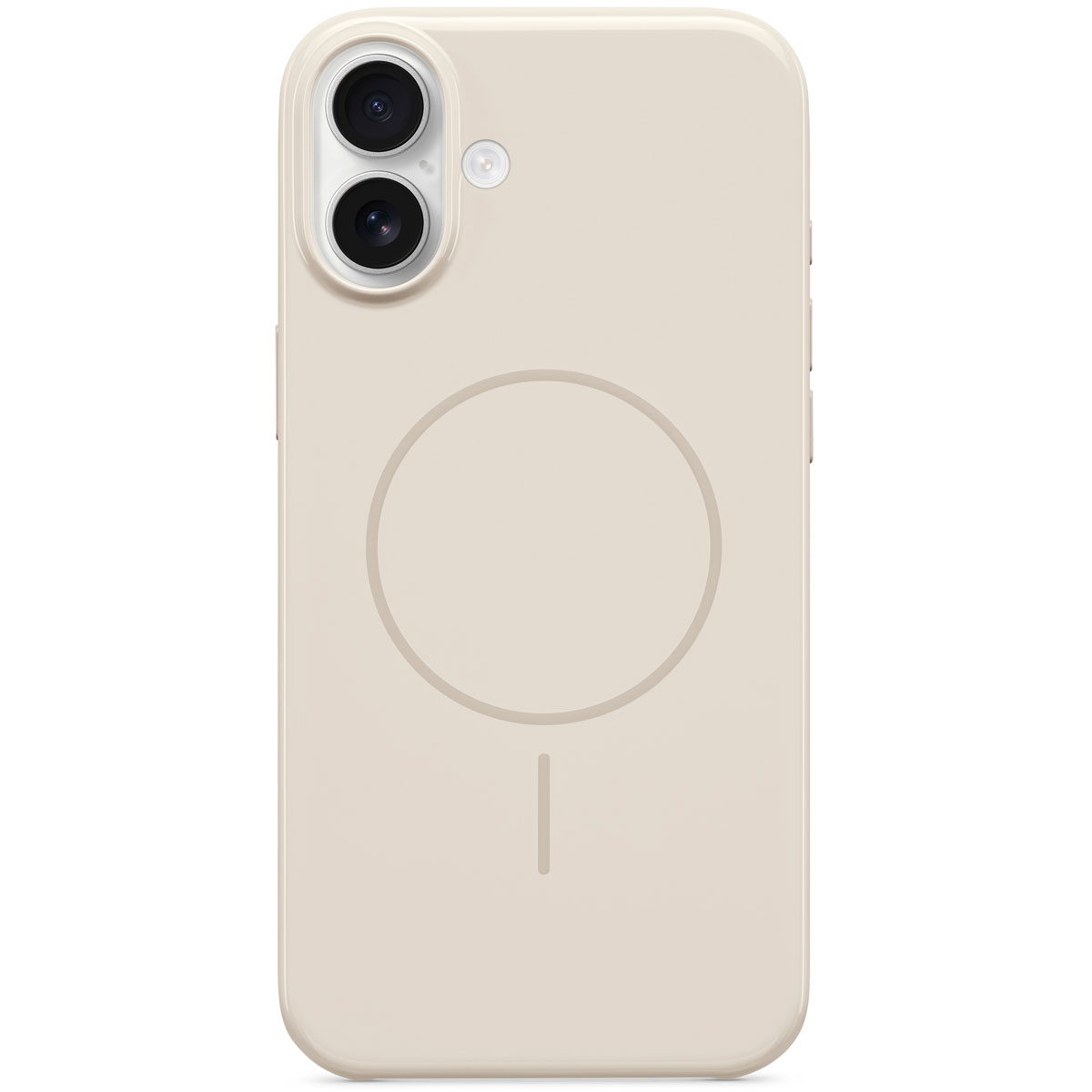 Primer plano de una funda con MagSafe de Beats para el iPhone 16 Plus beige claro