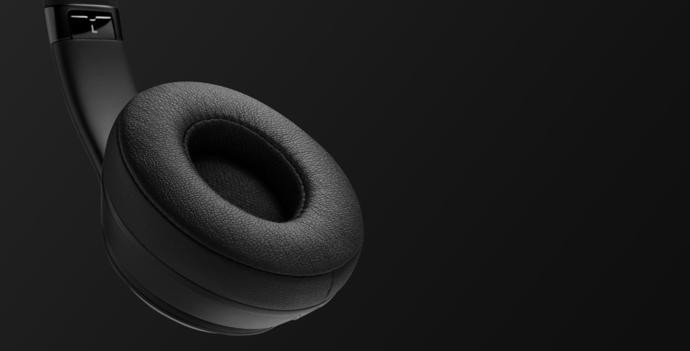 Closeup of Beats Solo3 Wireless headphones in matte black