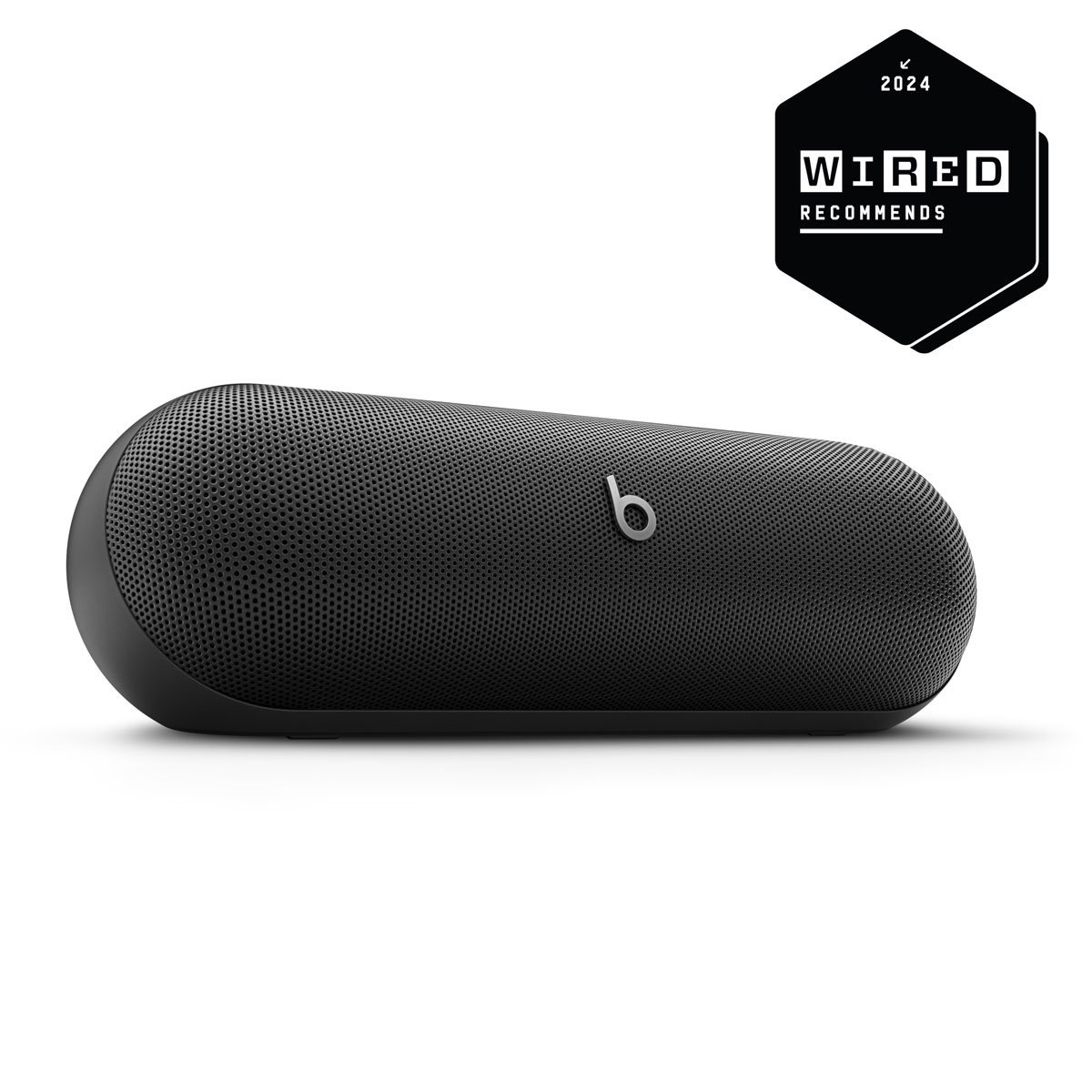 Vue rapprochée d’une enceinte Beats Pill en noir mat