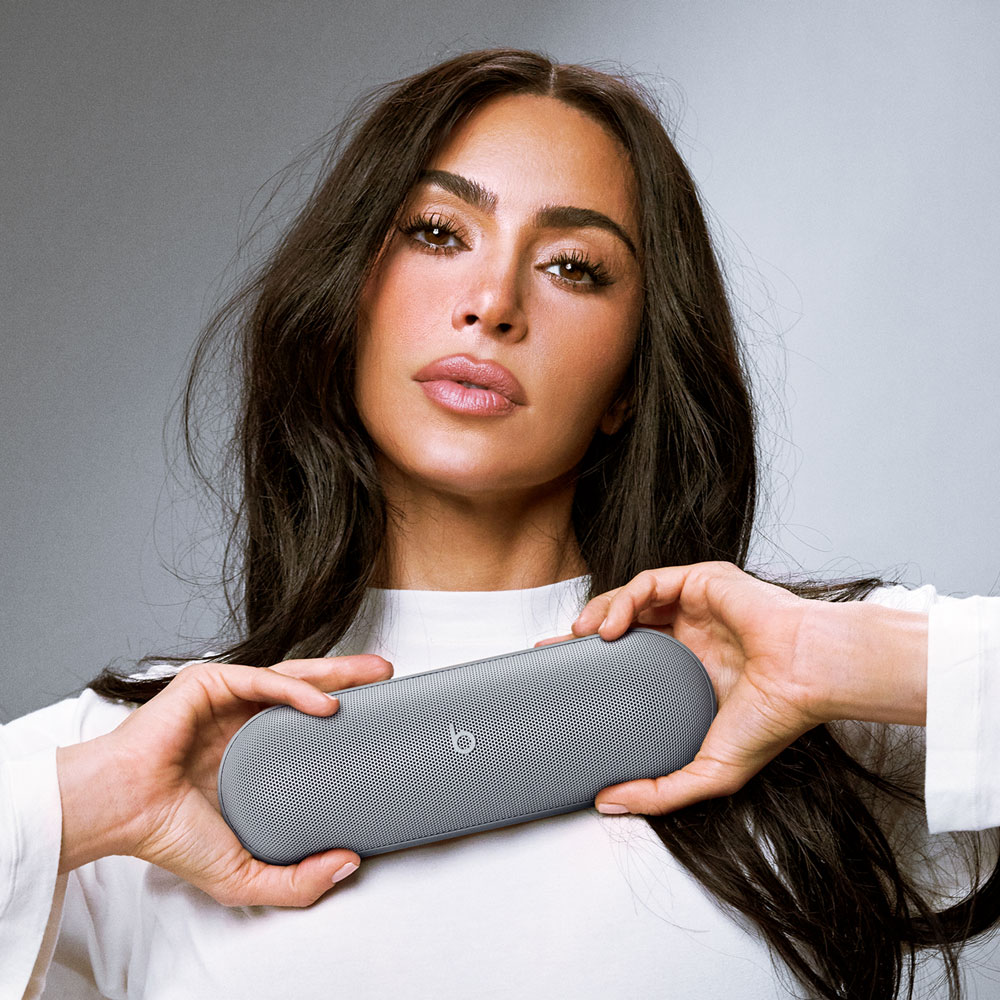 Kim Kardashian holding the Beats Pill speaker