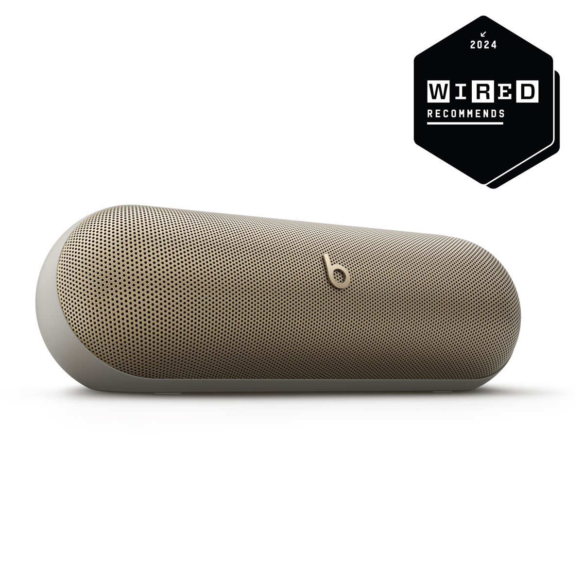 Vue rapprochée d’une enceinte Beats Pill en champagne